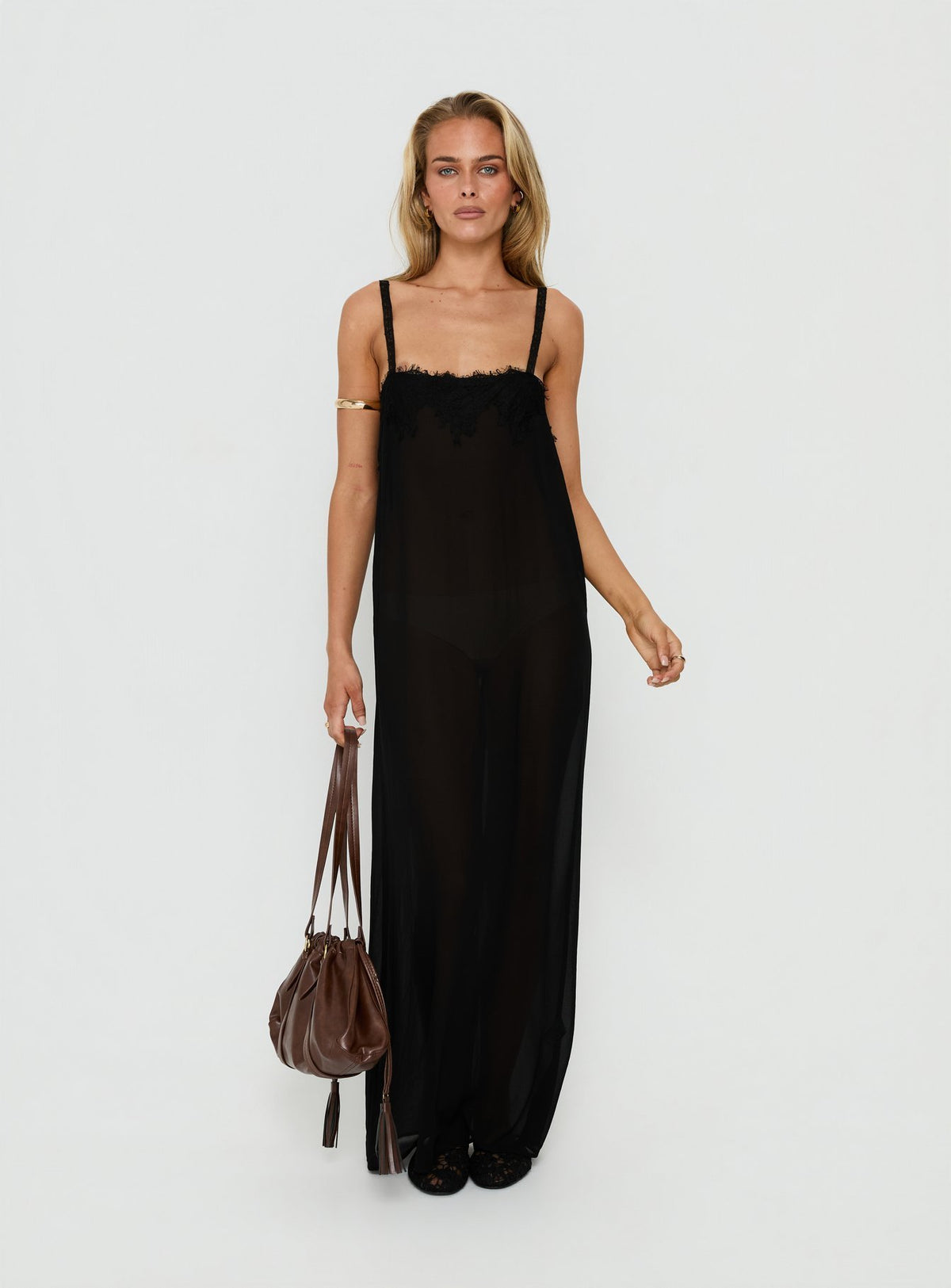 Glacial Sheer Maxi Dress Noir