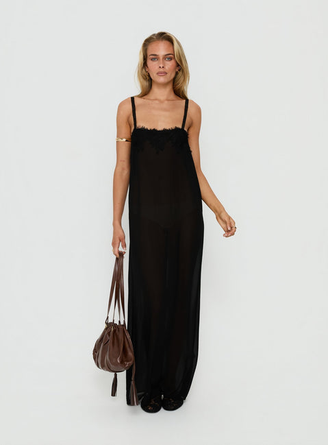Glacial Sheer Maxi Dress Noir