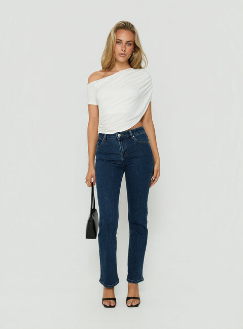How About Now Drape Off Shoulder Top White