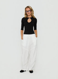 Showcasing Mankind Baggy Cargo Pants White in womens-regular-pants with mid-rise, product Princess Polly