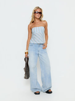 Elery Strapless Top Blue Stripe