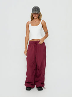 Discover the Mankind Baggy Cargo Pants Red womens-regular-pants in maroon with mid-rise waist product Princess Polly
