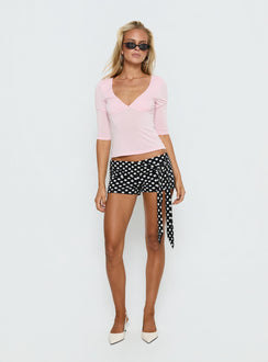 Declanne Wrap Micro Shorts Black Polka