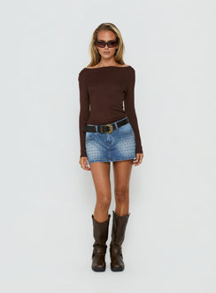 Go Girl Low Rise Studded Mini Skort Mid Blue