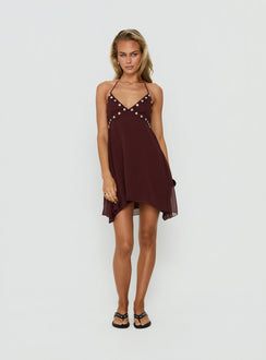 Maddalena Halter Mini Dress Chocolate