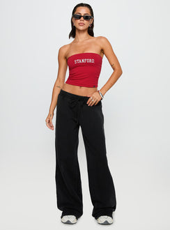 front view of model wearing Princess Polly Stanford Tube Top Red Sleeveless straight 