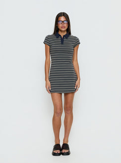 Britte Polo Shirt Mini Dress Navy Stripe
