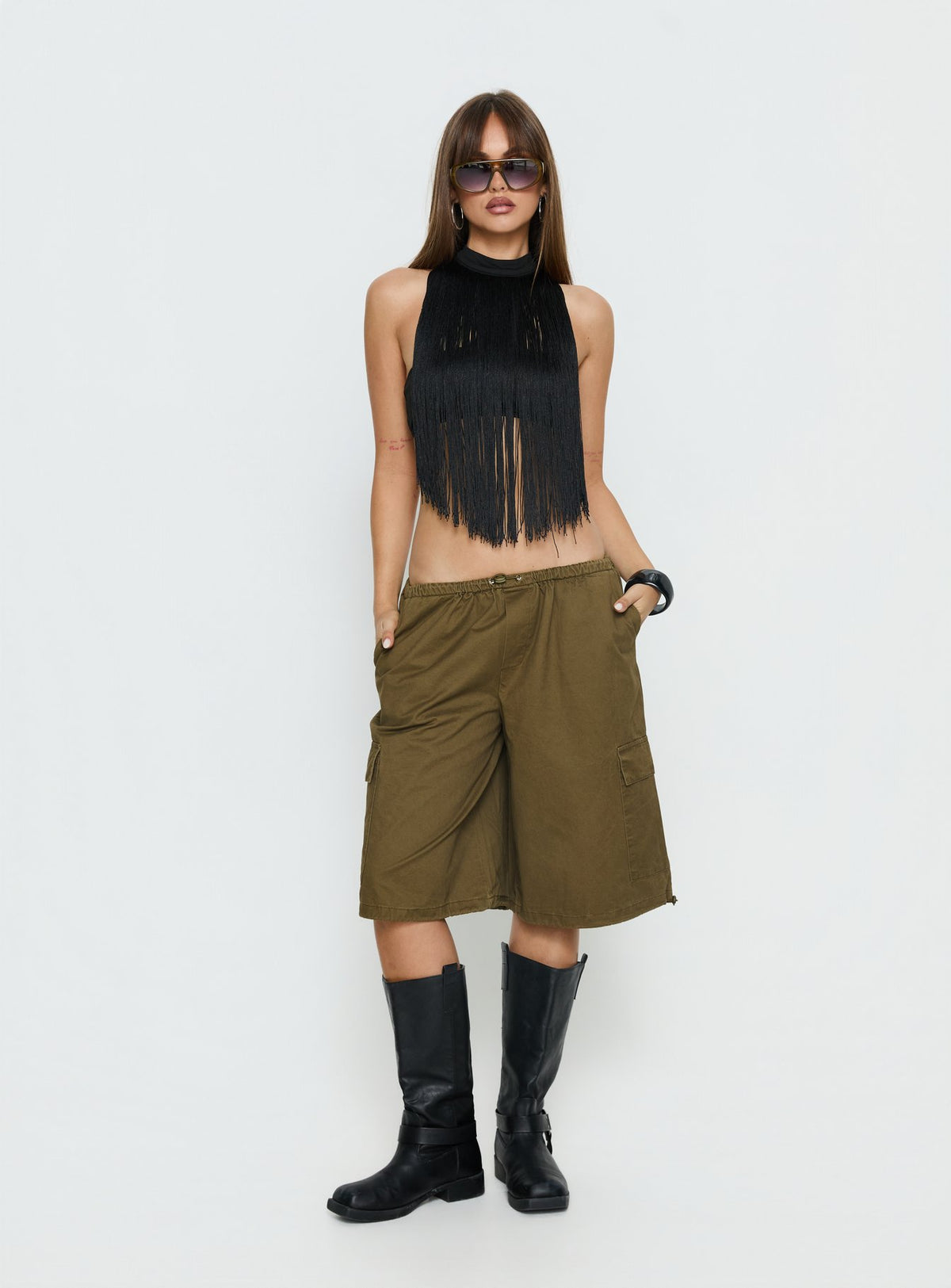 Allyza Baggy Cargo Shorts Olive Tall