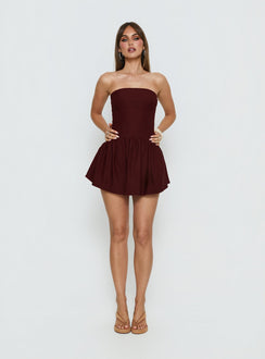 Evrae Strapless Playsuit Brown