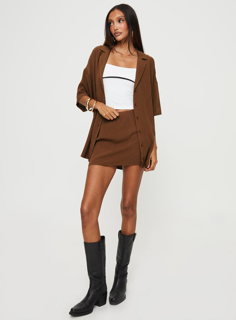 product Princess Polly Full Sleeves Square Neck  Caraliia Shirt Brown