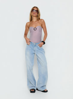side view of model wearing Princess Polly Sunbathing Hardware Detail Bodysuit Pink Sleeveless 