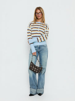 back view of model wearing Princess Polly Rhitta Button Down Cardigan Multi Stripe 