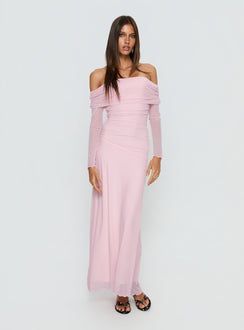 Emorissa Off Shoulder Long Sleeve Maxi Dress Soft Pink