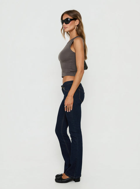 Naketa Ultra Low Rise Bootleg Jeans Raw Denim