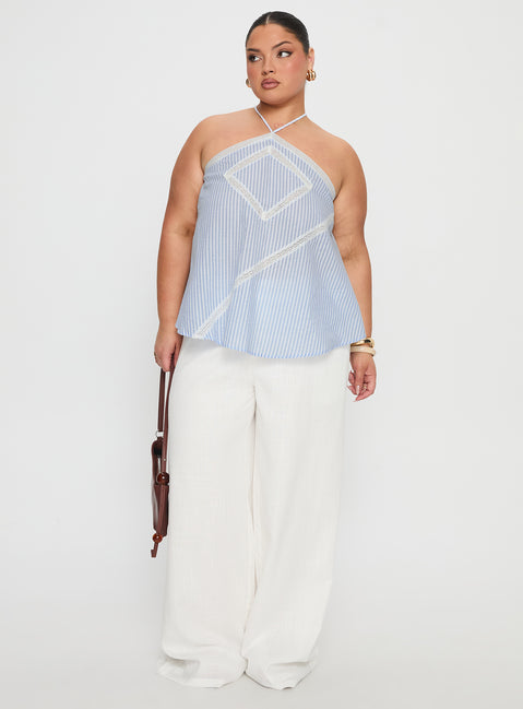 front view of model wearing Princess Polly Pedra Wide Leg Pant White Curve High Rise Pants 