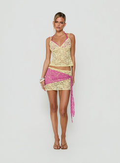 Calya Layered Top Lime / Pink