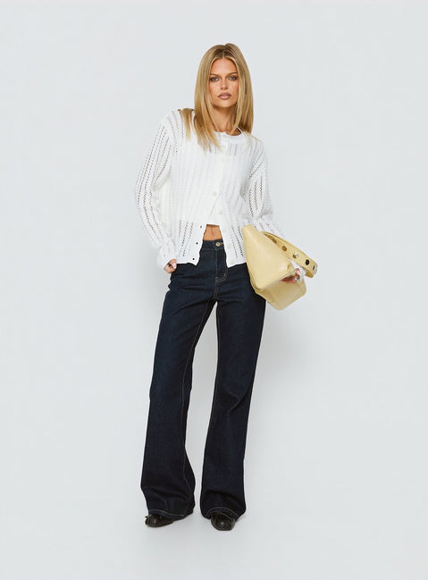 Crafted with the Avalisa Knit Cardigan White in womens-jumpers designed with short length product Princess Polly
