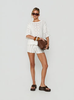 Rheara Knit Short Sleeve Top White