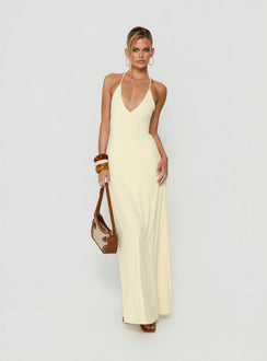 Palmas Halter Maxi Dress Butter Yellow
