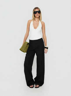 Crafted from the Cacilie Plunge Shell Bodysuit White in sleeveless halter style product Princess Polly