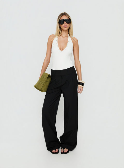 Crafted from the Cacilie Plunge Shell Bodysuit White in sleeveless halter style product Princess Polly