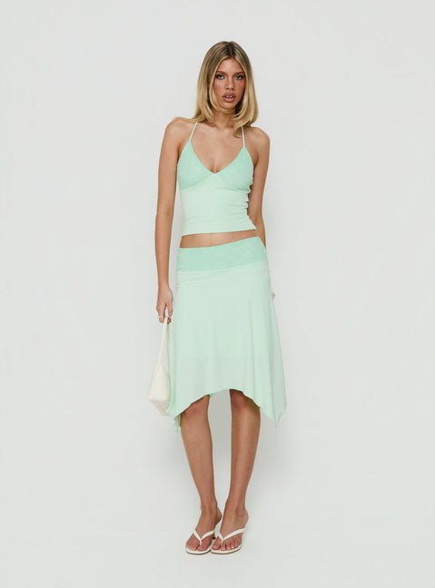 Natabelle Lace Detail Halter Top Mint