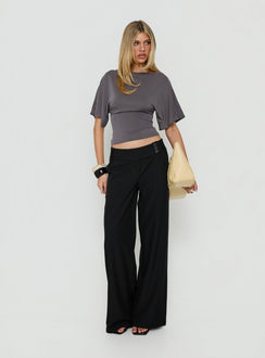Arazia Cinched Short Sleeve Top Charcoal