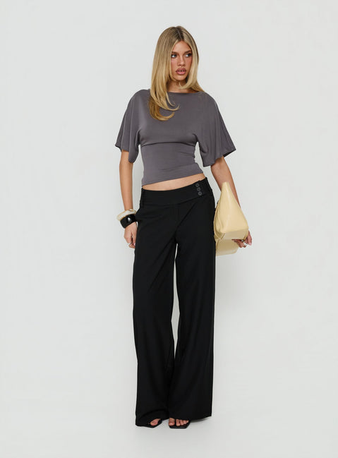 Arazia Cinched Short Sleeve Top Charcoal