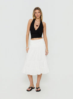 Showcasing the Silver Springs Midi Skirt White in womens-skirts with midi length detail Princess Polly