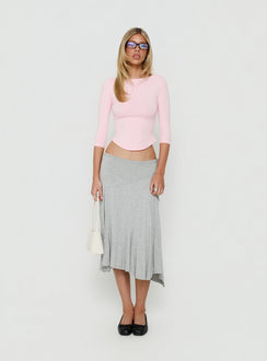Myaah 3/4 Sleeve Curved Hem Top Pink