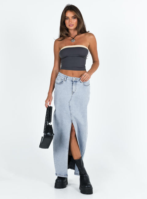 product Princess Polly Sleeveless Asymmetric Neckline  Miko Tube Top Slate
