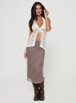 side view of model wearing Princess Polly Bleylack Top White Sleeveless Plunger 