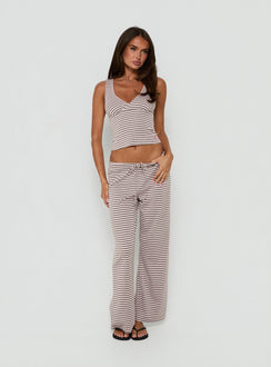 Allice Cross Front Sleep Top Pink / Grey Stripe