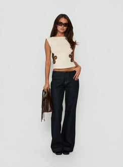 Currents Cut Out Detail Top Cream