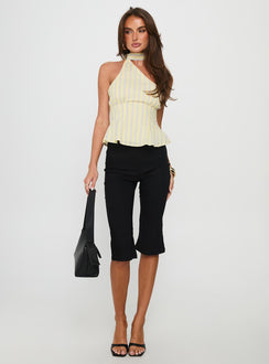 Zukaia One Shoulder Scarf Top Yellow Stripe