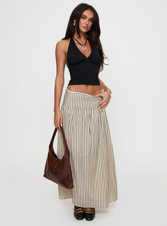   side view of model wearing Princess Polly Antheia Maxi Skirt Multi Maxi 