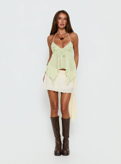 Wistie Asymmetrical Beaded Top Green