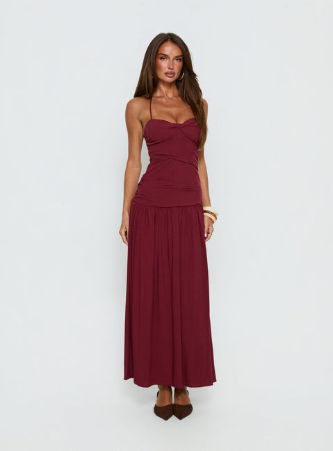 Marguerite Halter Maxi Dress Ruby Wine Tall