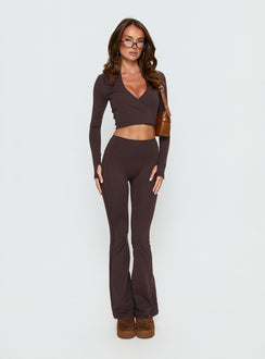Pirouette Active Wrap Top Brown