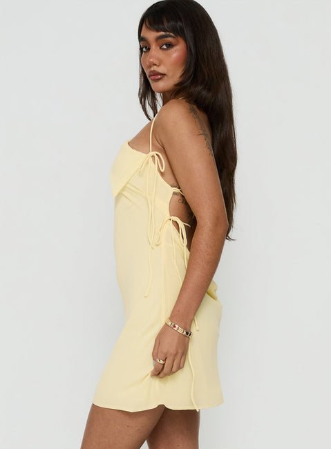 Ariann One Shoulder Low Back Mini Dress Yellow