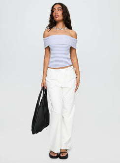 front view of model wearing Princess Polly Leyah Tie Side Pants White Low Rise Pants 