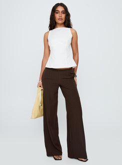 Khane Low Rise Wide Leg Pant Brown Pinstripe Tall