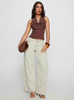 side view of model wearing Princess Polly Amargo Mid Rise Baggy Jeans Sage Wash Mid Rise Jeans Jeans 