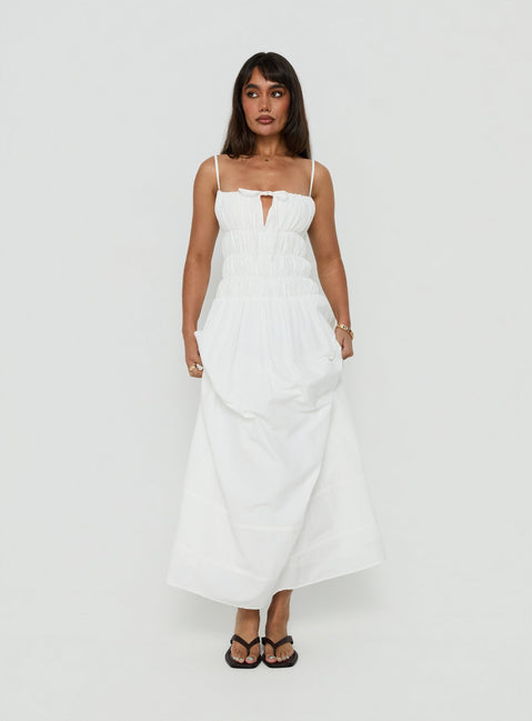 Loralei Shirred Maxi Dress White