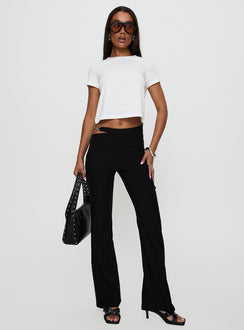 front view of model wearing Princess Polly Eyes On You Flare Pants Black High Waisted Pants 