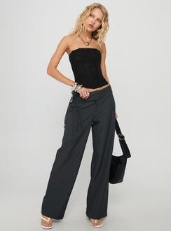 Good Riddance Pleat Tie Slouch Pants Charcoal Tall