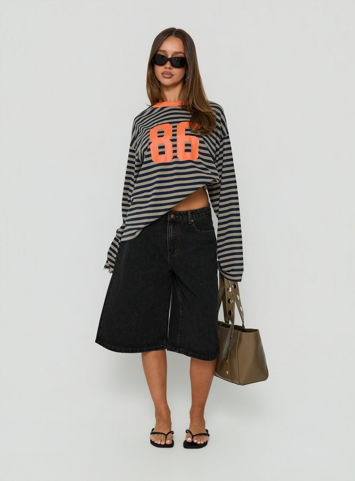 All Rounder Long Sleeve Varsity Graphic Top Multi Stripe