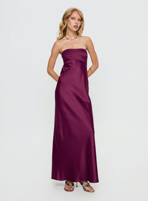 Rozelle Strapless Maxi Dress Currant