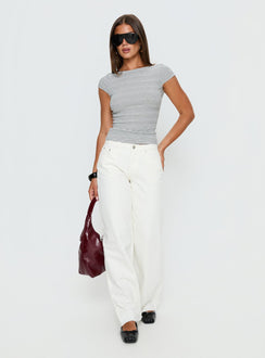 front view of model wearing Princess Polly Darla Low Rise Straight Leg Jean White Low Rise Jeans 