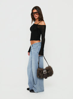 Picco Ultra Low Rise Wide Leg Jeans Light Blue Wash Petite